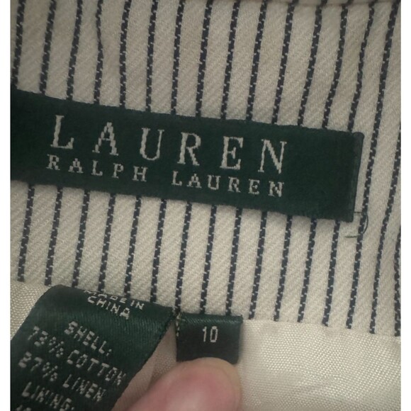 Ralph Lauren Pinstripe Jacket Linen Womens 10 Button Front Corpcore Chic Party - Picture 7 of 9